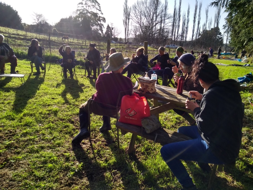 A well earned break for lunch. Hot soup and buns much appreciated by all!