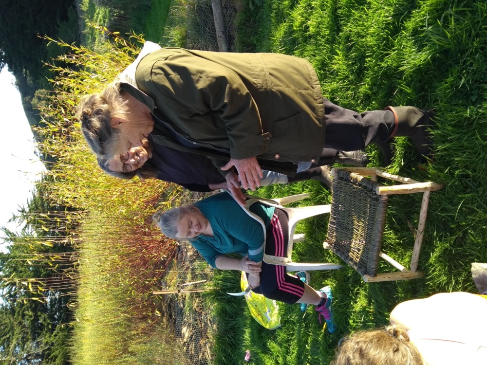 Maia and her greenwood stool.